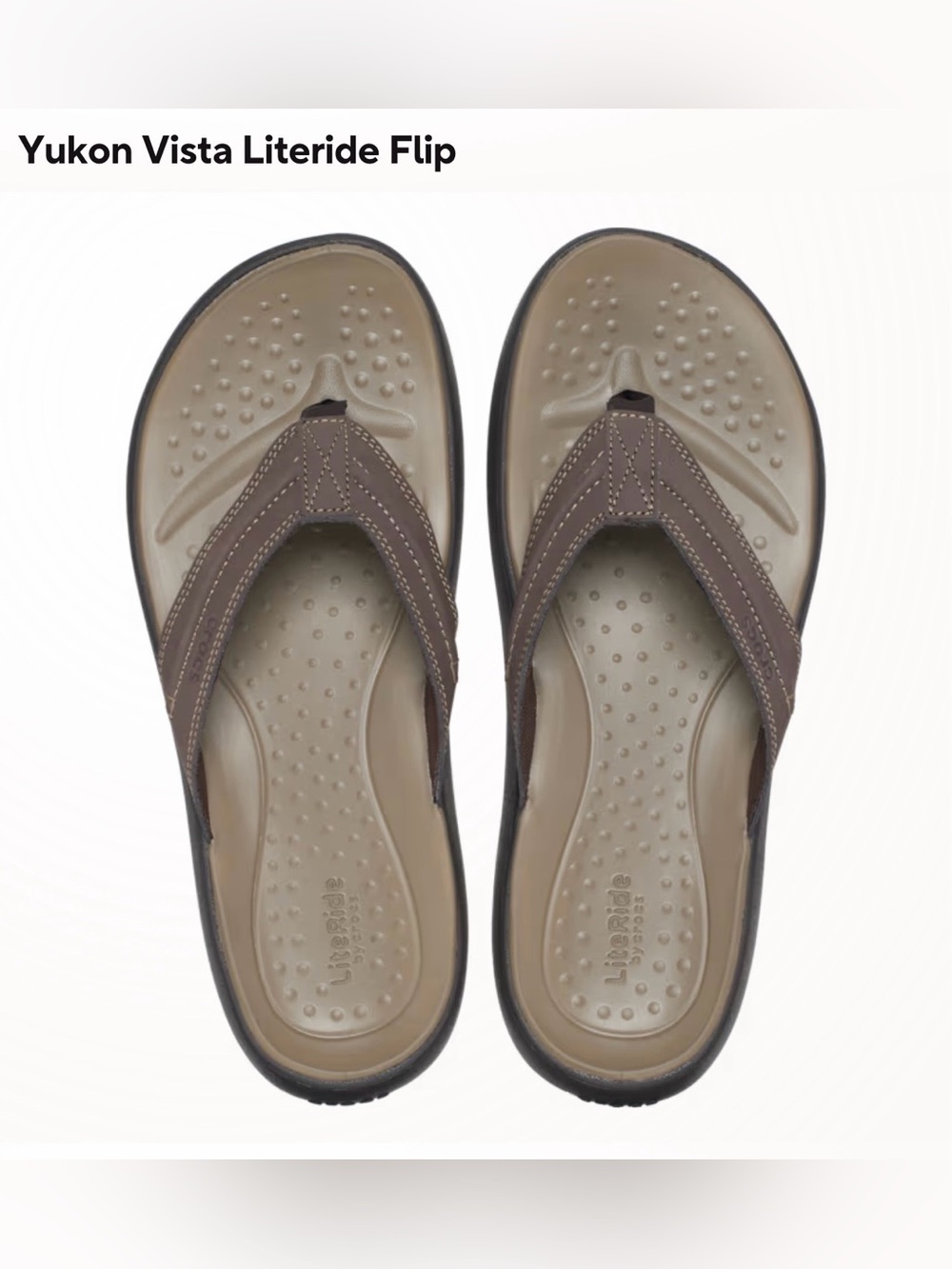 NEW CROCS Yukon Vista Litezide Flip Espresso Men’s Sandals Size 13 - Picture 2 of 9